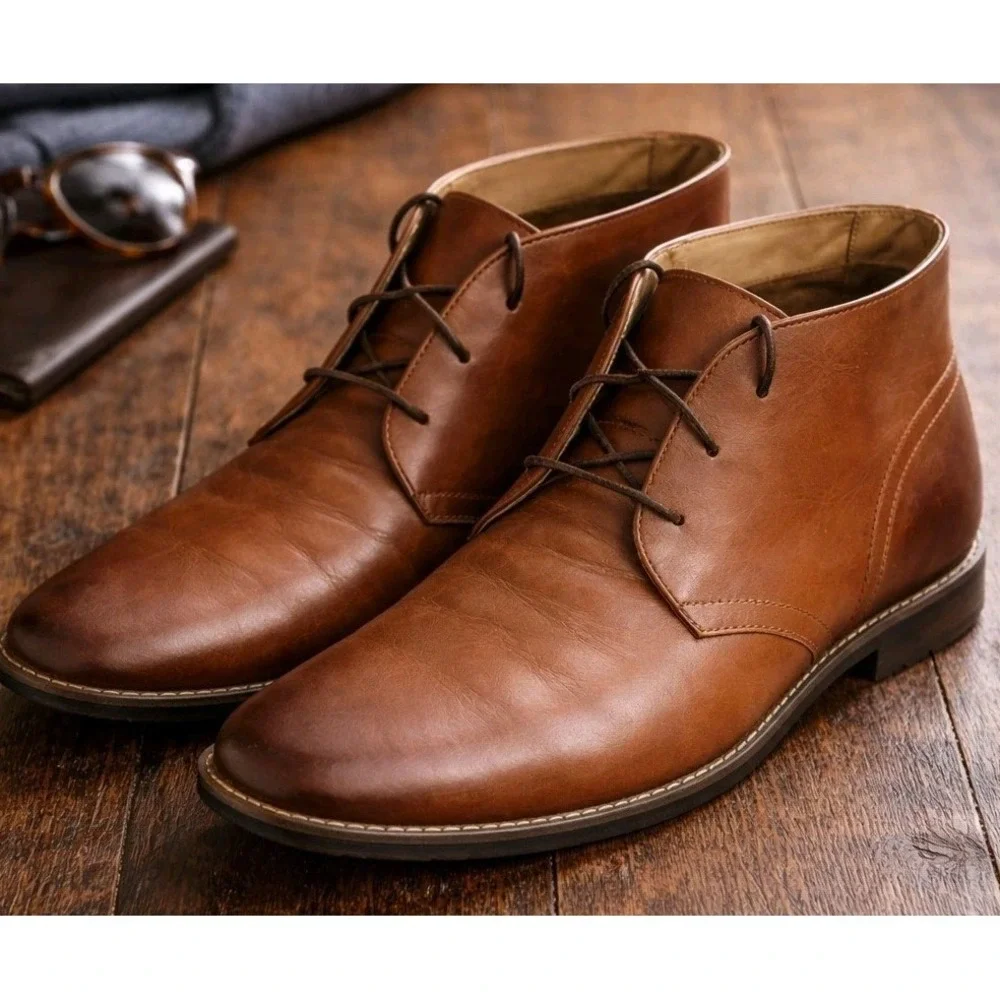 Florsheim Mens Chukka Boots Brown Leather Lace Up Dress Boots Classic 10D